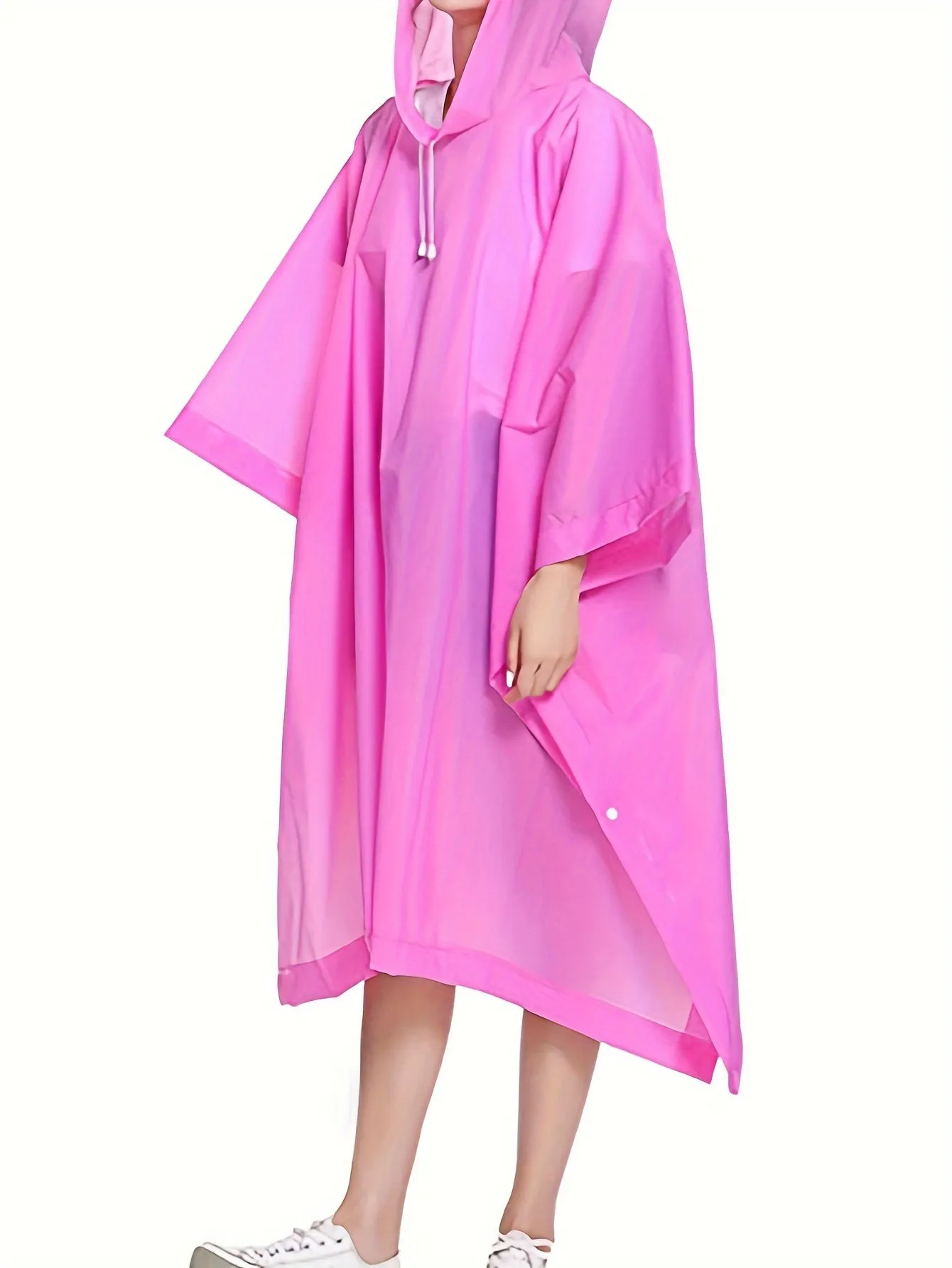 1pc Waterproof EVA Hooded Raincoat for Hiking and Camping - Multi-Functional, Transparent, Three Quarter Sleeve, Non-Stretch, Solid Color, Button Closure - Ideal Womens Outdoor Sports Sweatshirt for Rainy Days
