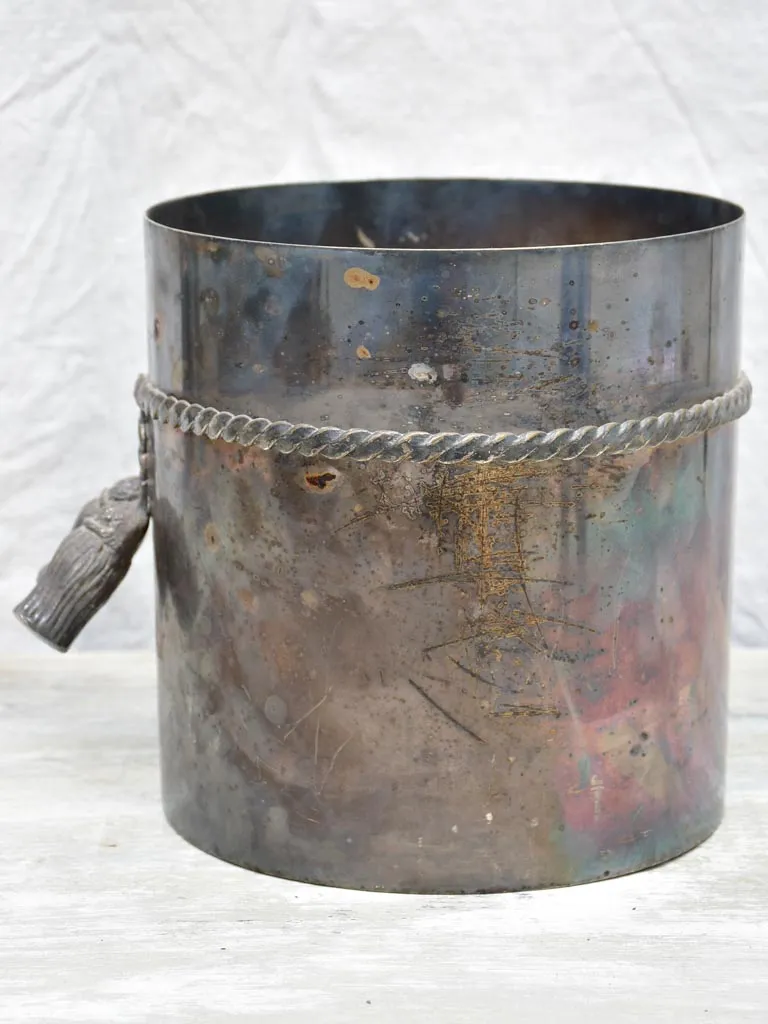 Antique silver plate ice bucket with tie