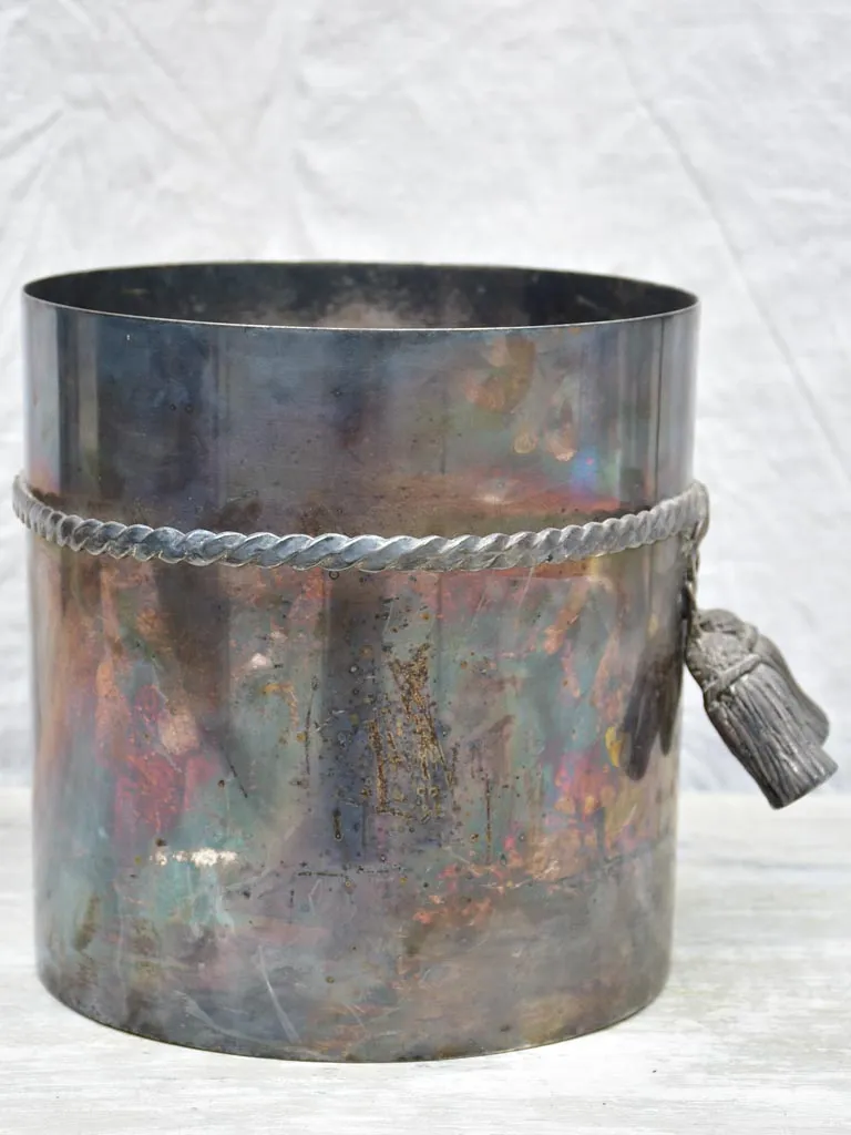 Antique silver plate ice bucket with tie