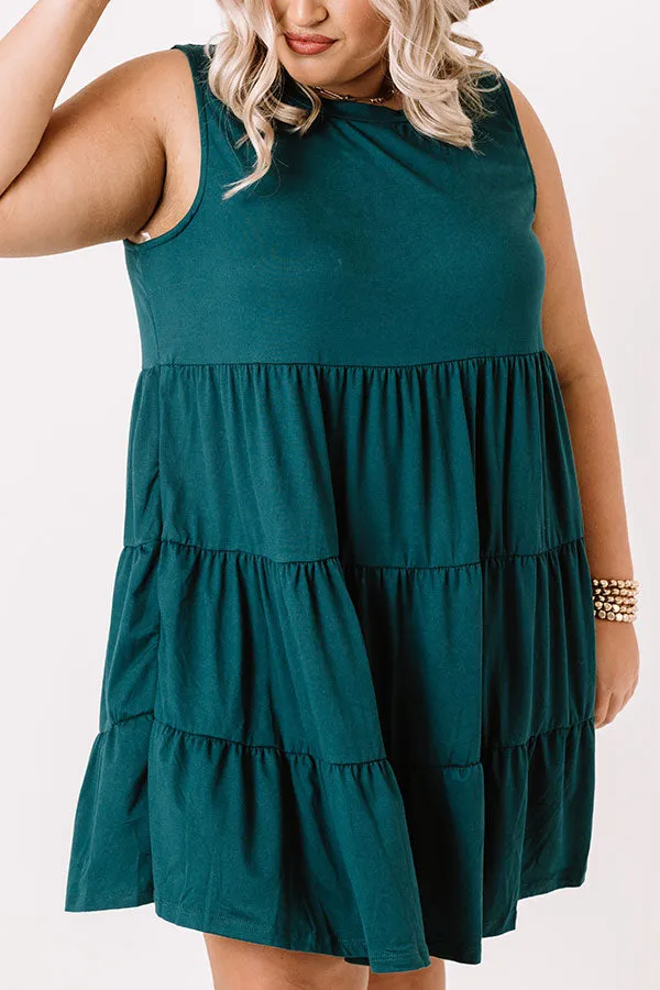 Apple Spiced Wishes Babydoll Dress In Hunter Green   Curves
