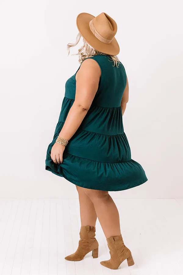 Apple Spiced Wishes Babydoll Dress In Hunter Green   Curves