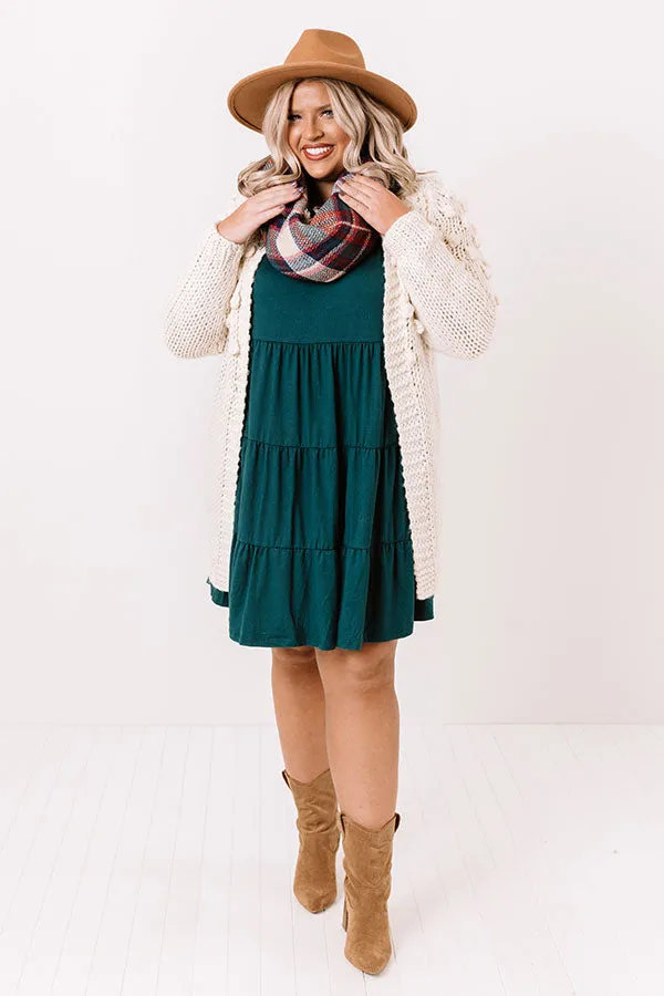 Apple Spiced Wishes Babydoll Dress In Hunter Green   Curves