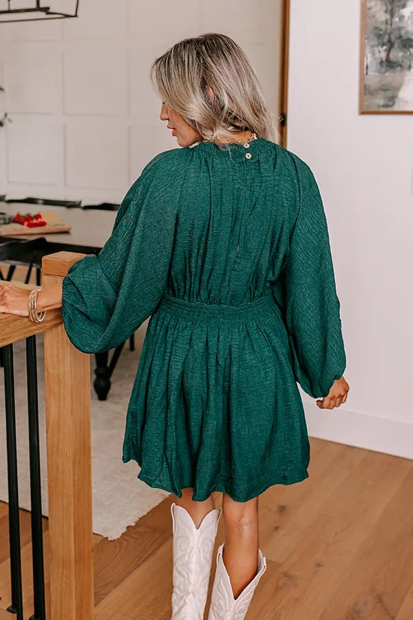 Around The Block Babydoll Dress In Hunter Green