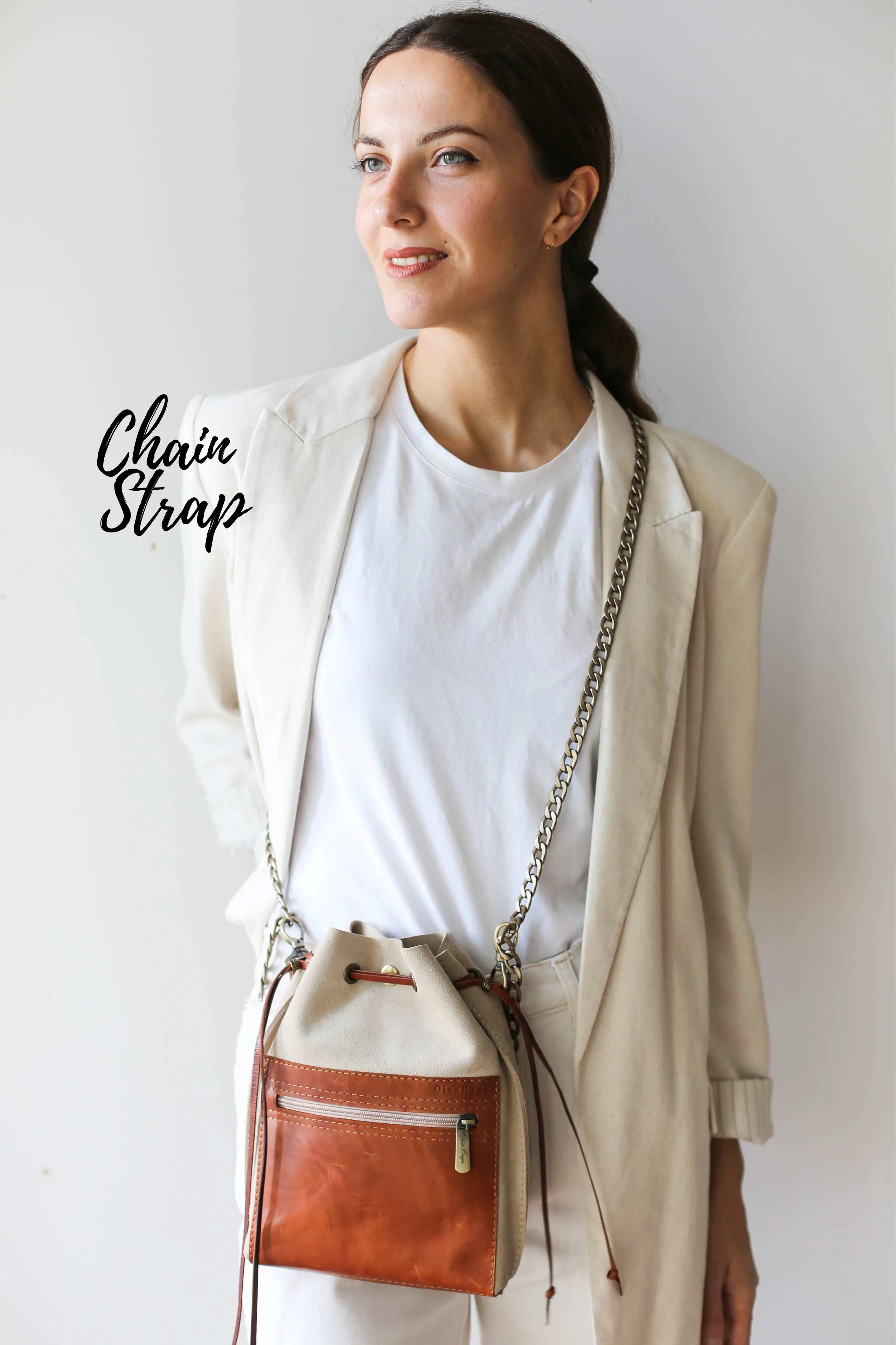Beige Designer Mini Bag - Small Leather Bag