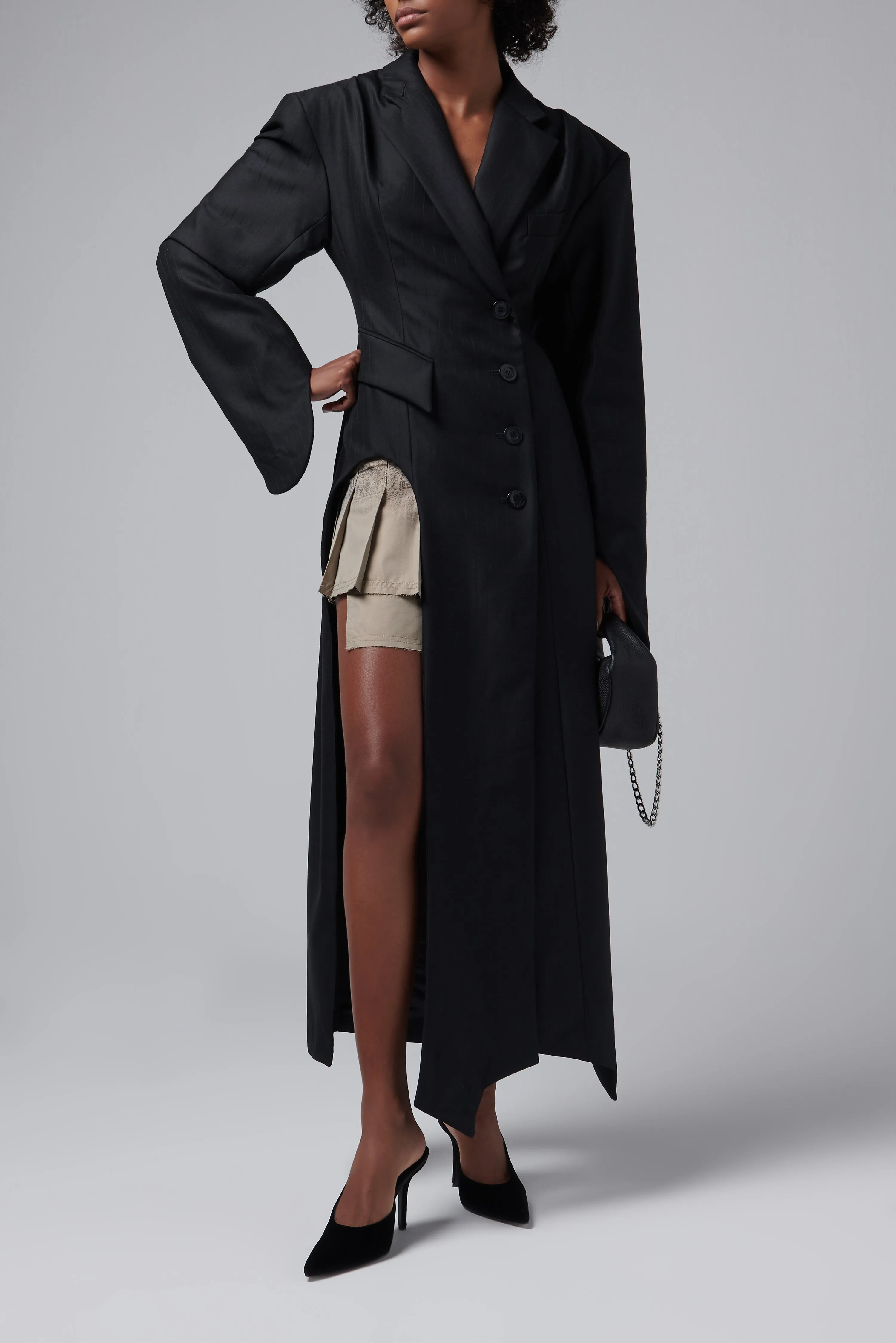 Black Inverse Tailored Coat