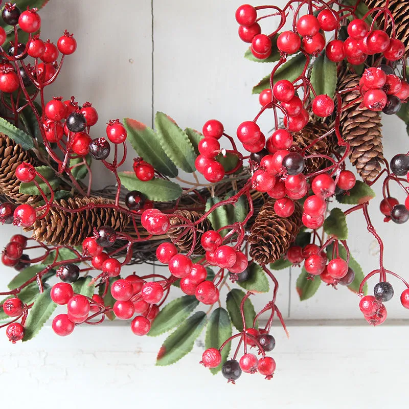 Bulk 24" Christmas Wreath with Red Berries and Pine Cones Wholesale