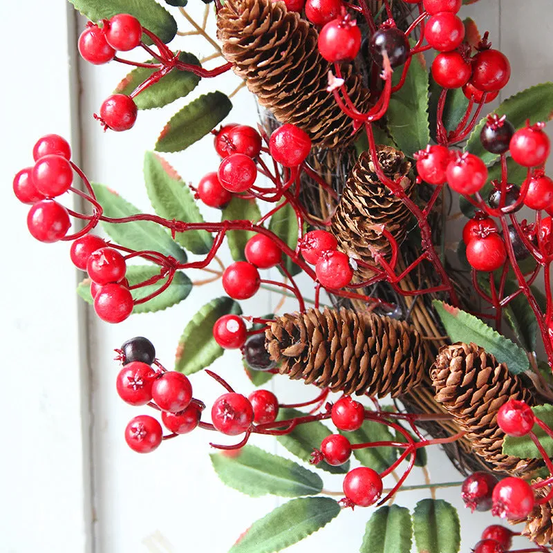 Bulk 24" Christmas Wreath with Red Berries and Pine Cones Wholesale