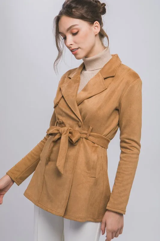 Camel Solid Suede Jacket