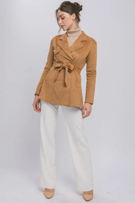 Camel Solid Suede Jacket