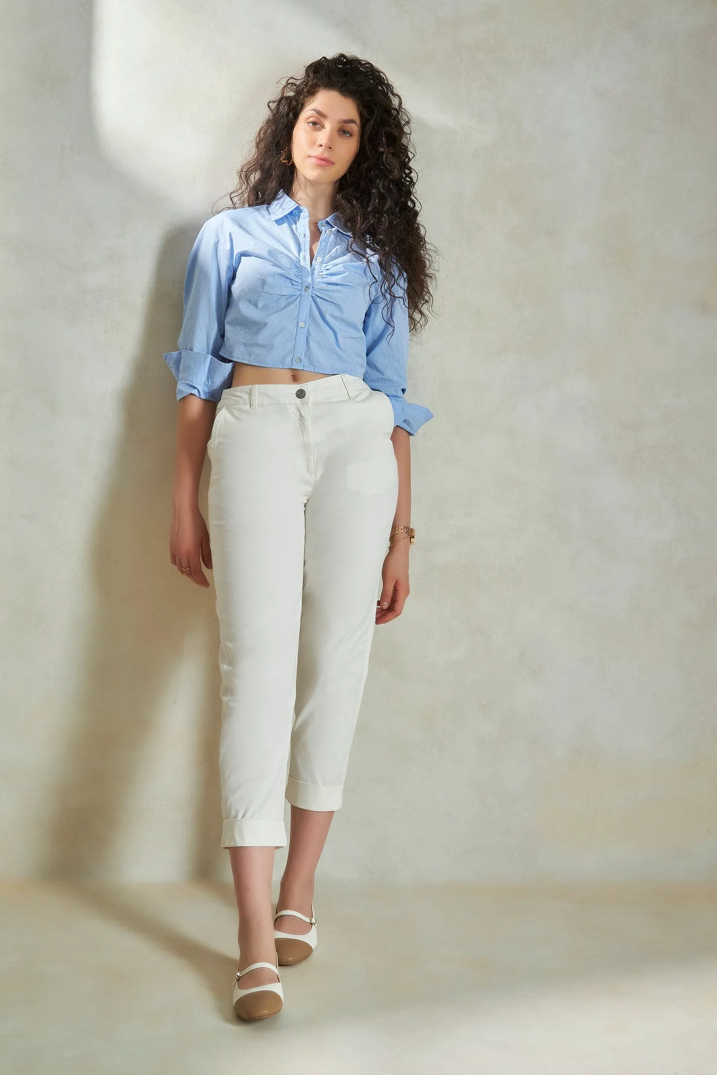 Carrie|Crop Shirt With Ruching