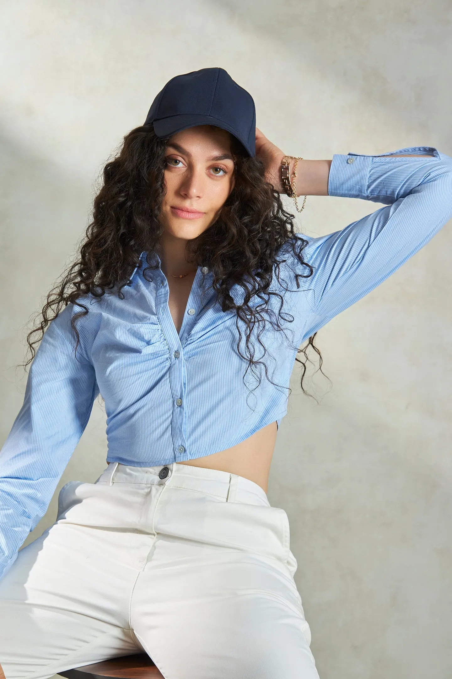 Carrie|Crop Shirt With Ruching