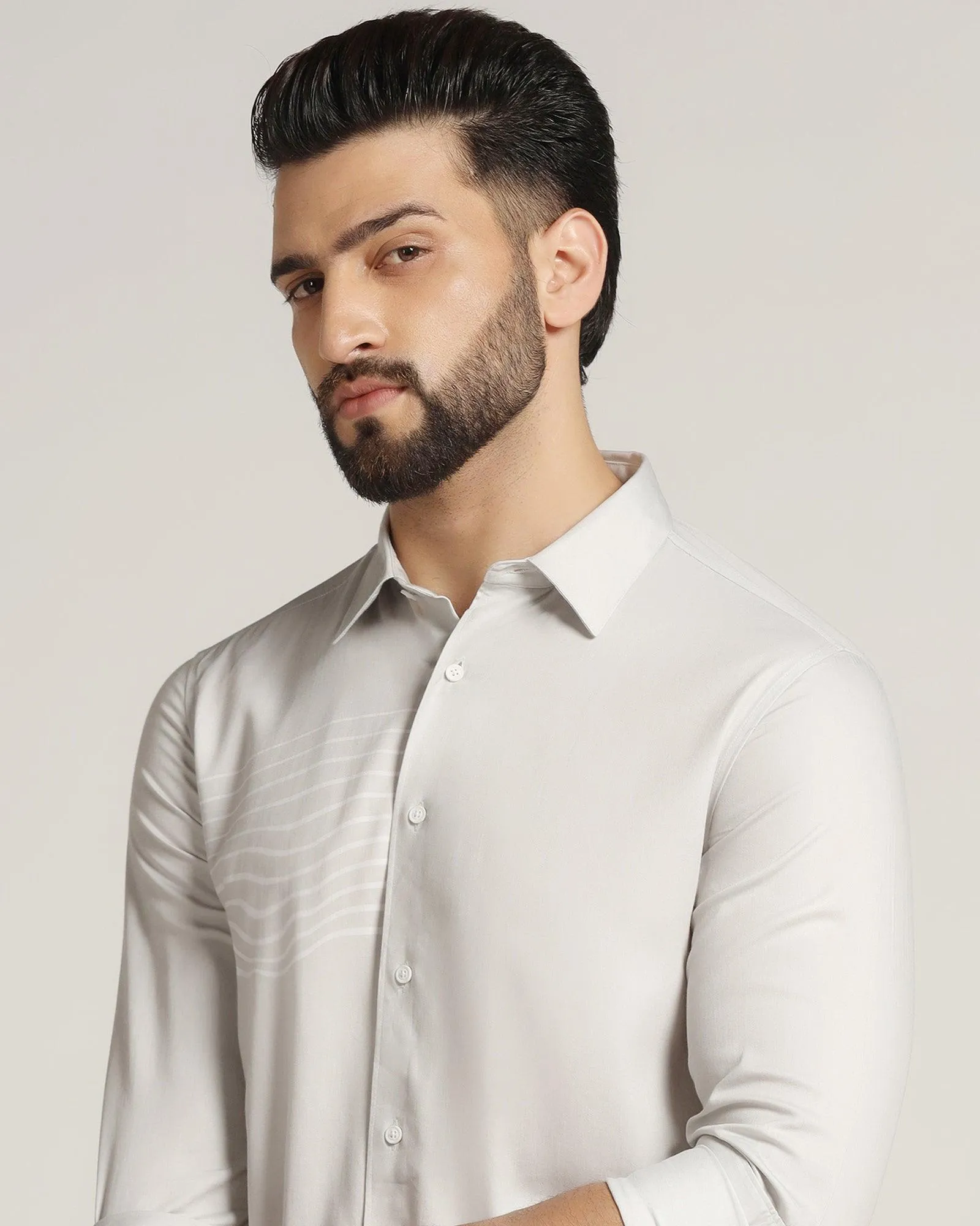 Casual Grey Solid Shirt - Luna