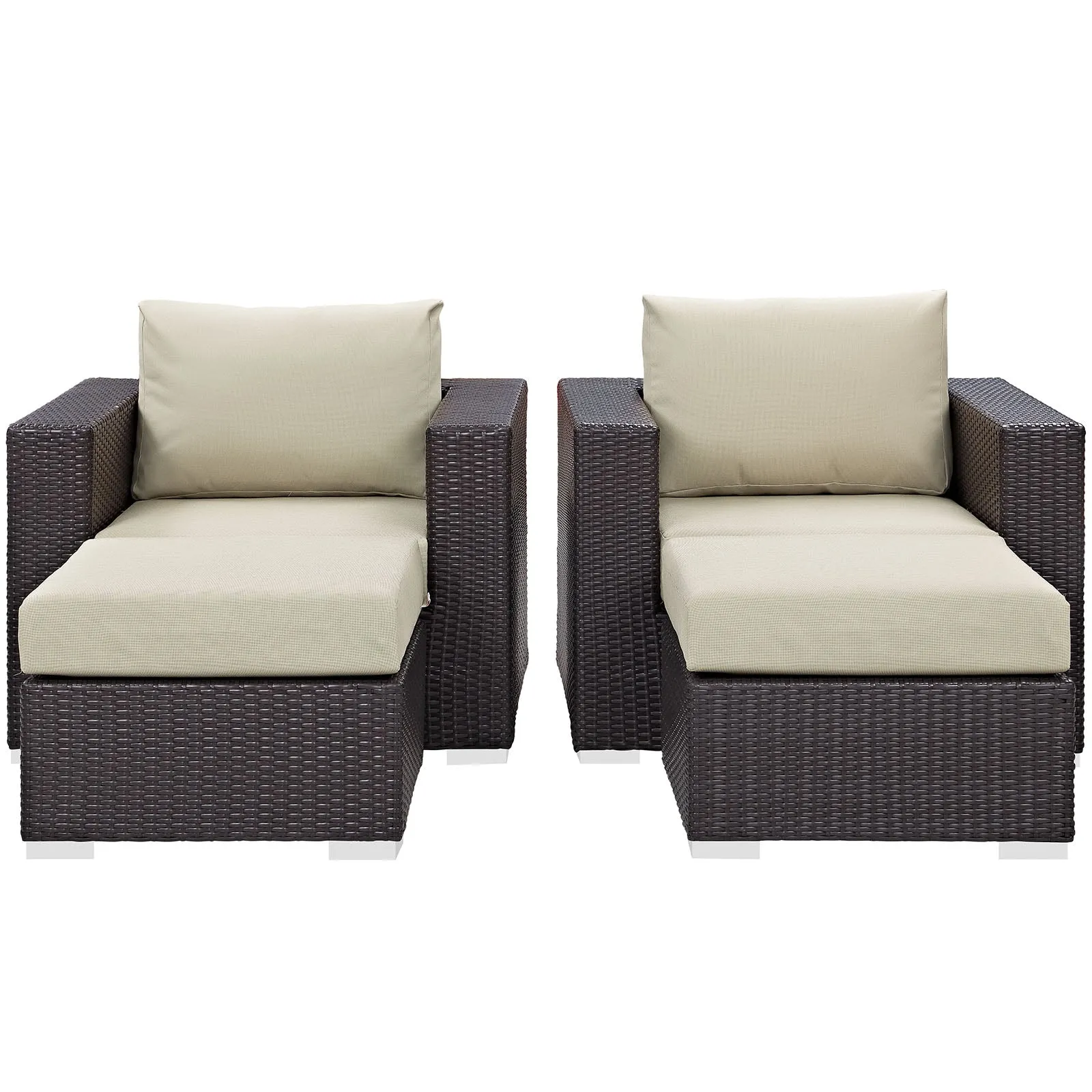 Convene 4 Piece Outdoor Patio Sectional Set Espresso Beige EEI-2202-EXP-BEI-SET