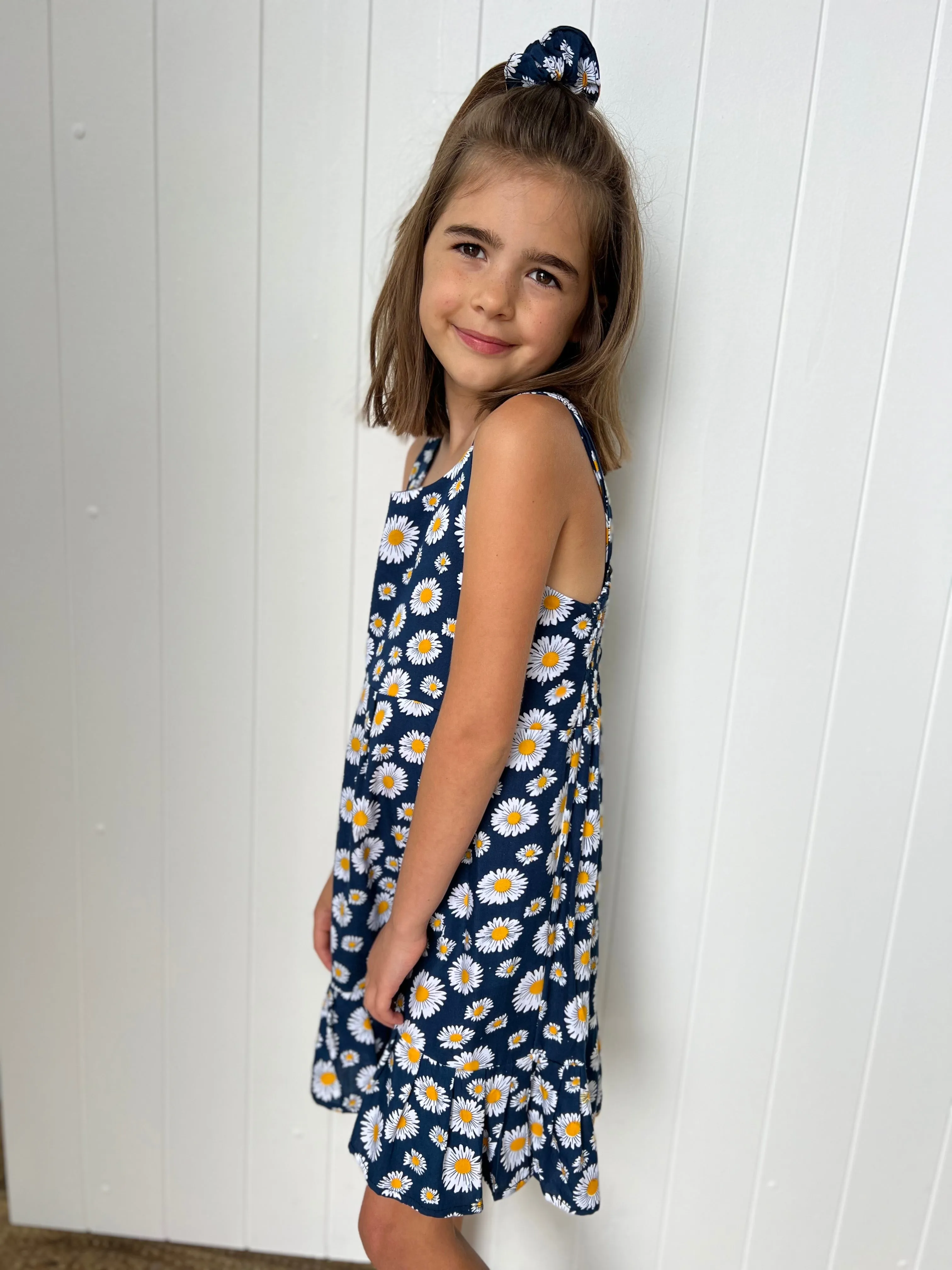 Daisies Kids Dress Navy