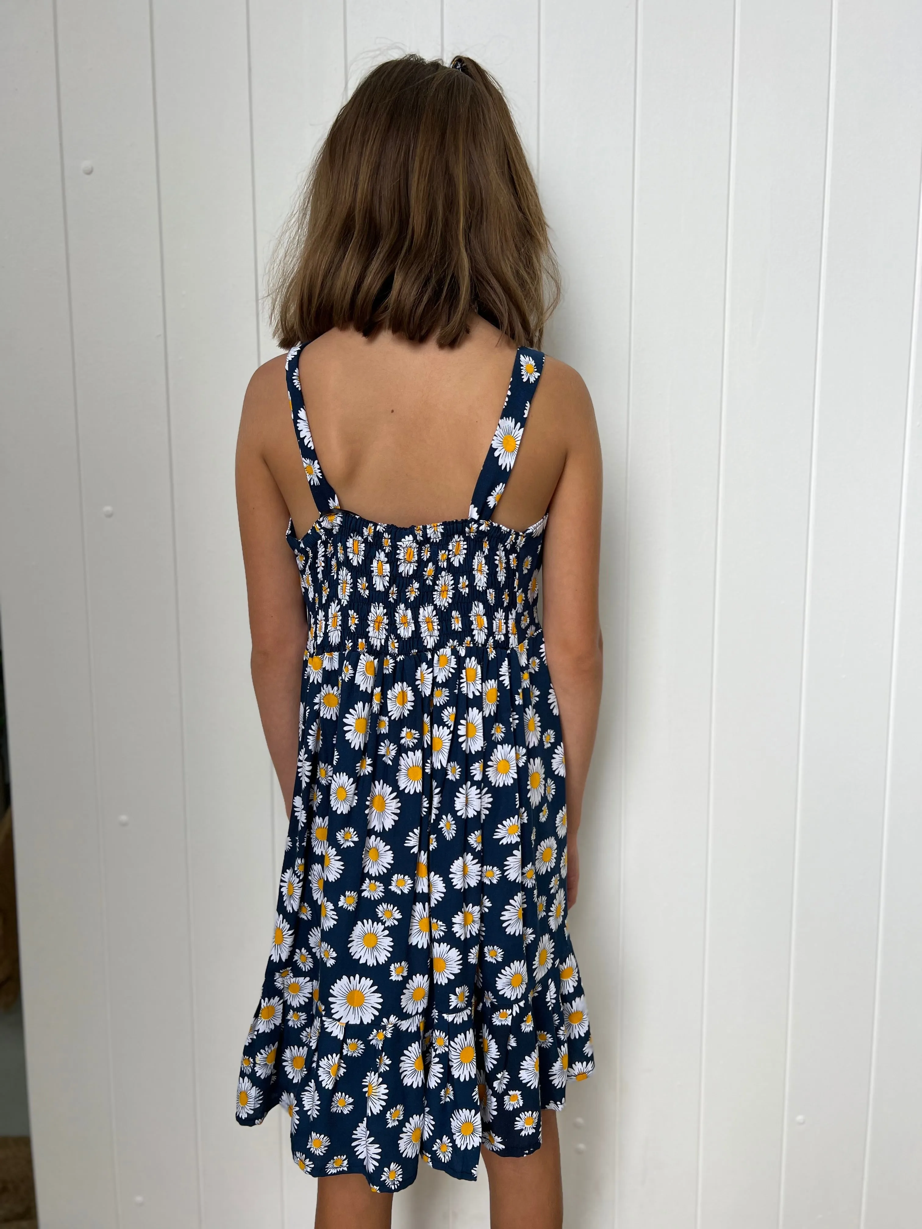 Daisies Kids Dress Navy