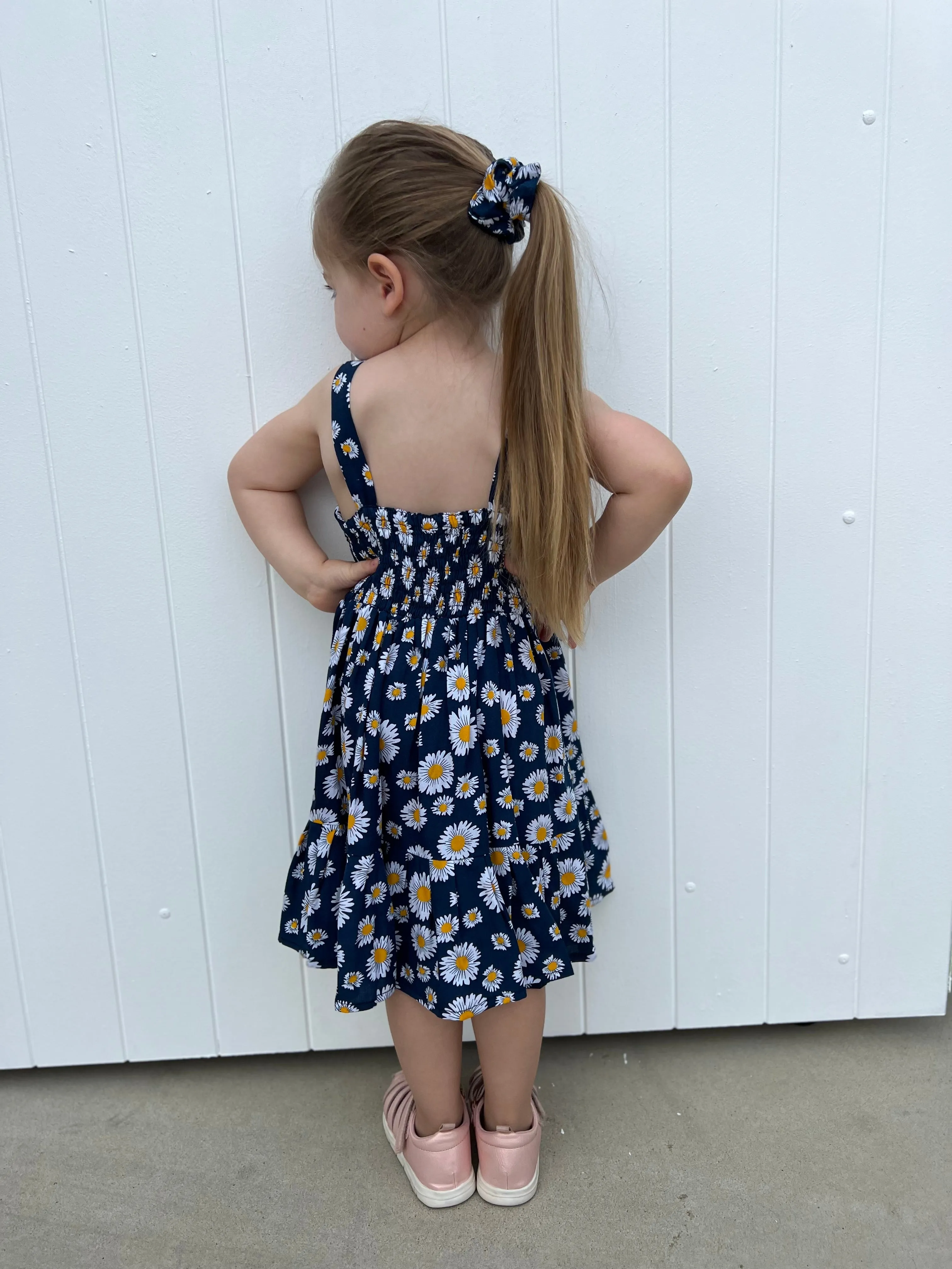 Daisies Kids Dress Navy