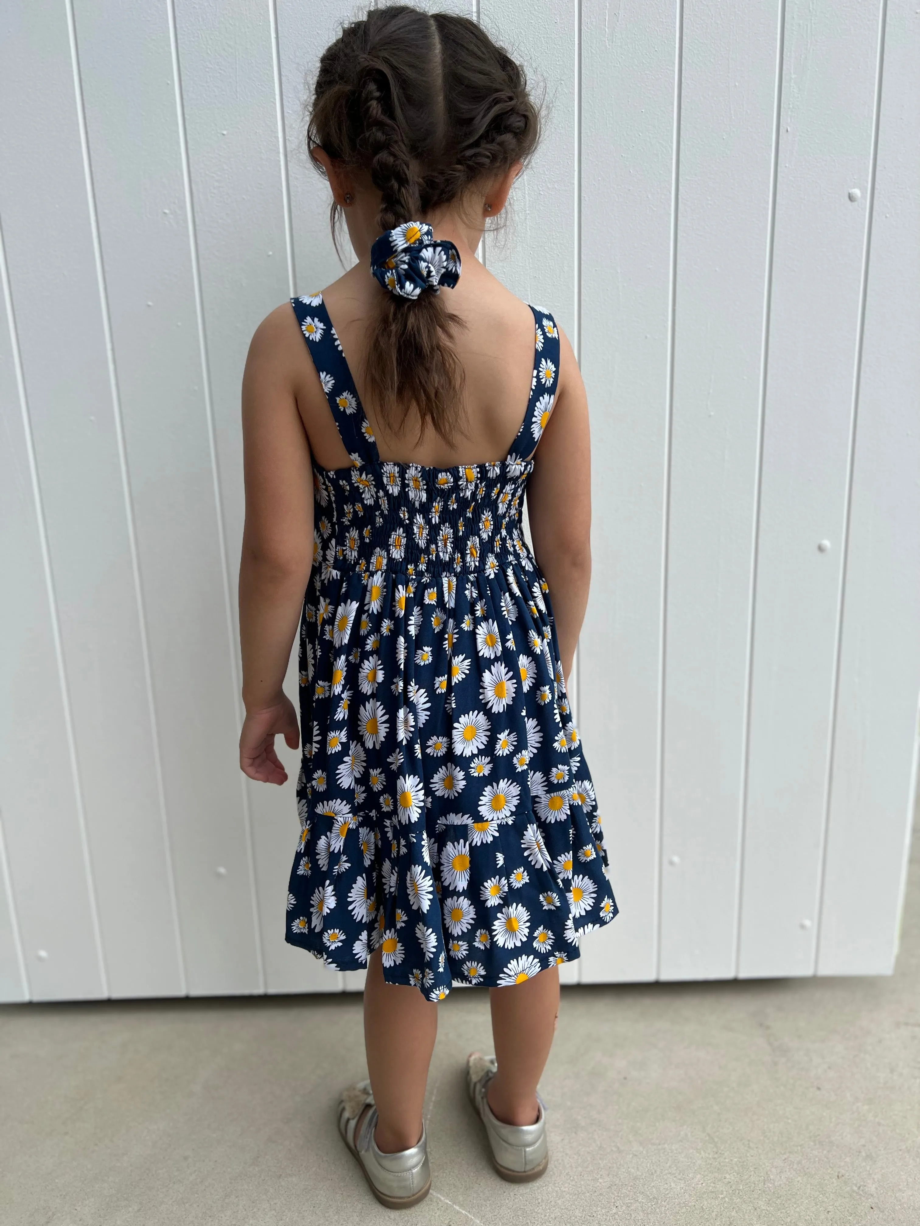 Daisies Kids Dress Navy