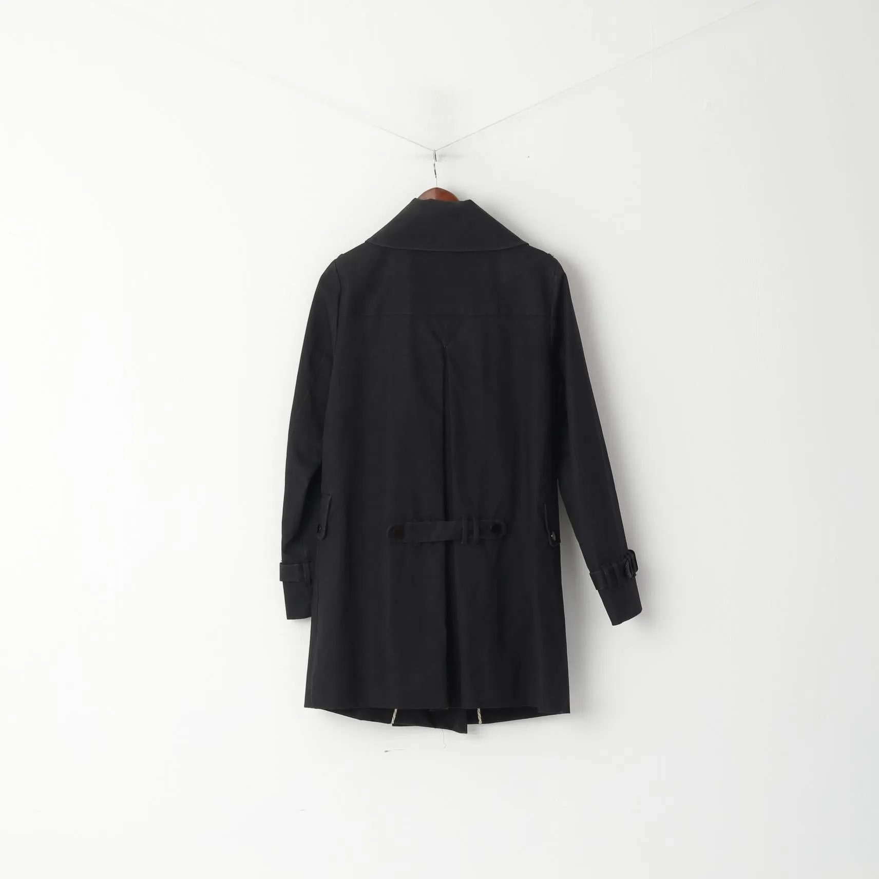 Designers Remix Collection By Charlotte Eskildsen Women 38 S Coat Black Double Breasted Snap Trench