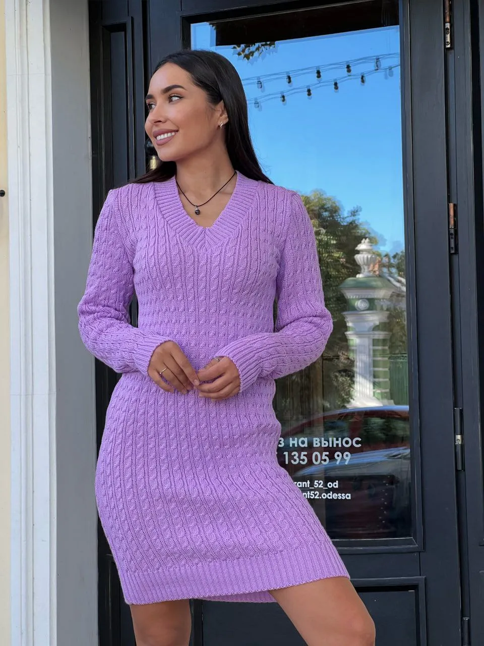 Dress Knitted New Season Warm Women Clothing Dress Color Lilac