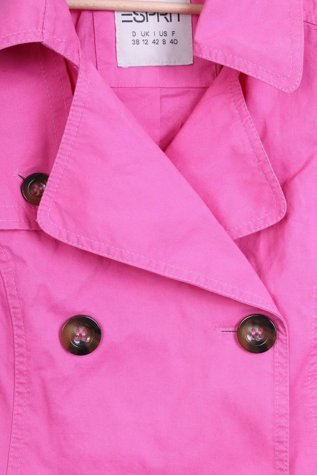 ESPRIT Womens 12 40 Trench Double Breasted Cotton Pink