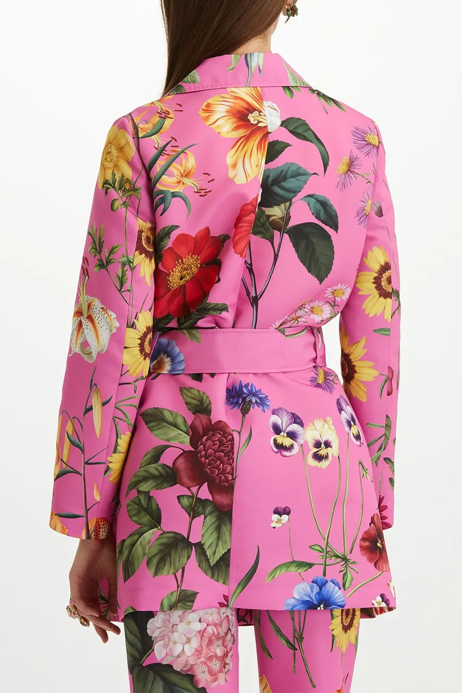 Floral Faille Trench Coat