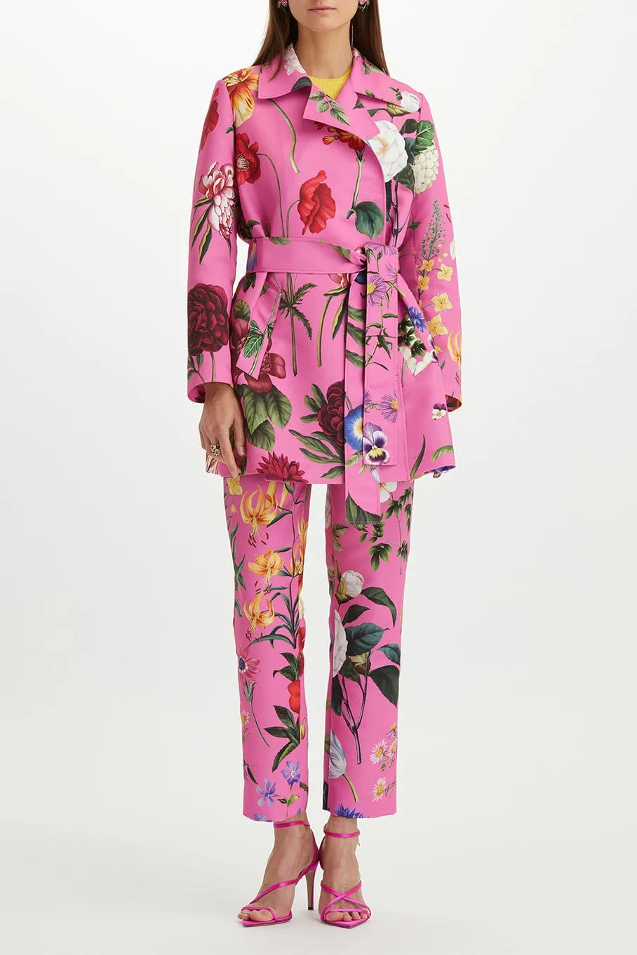 Floral Faille Trench Coat