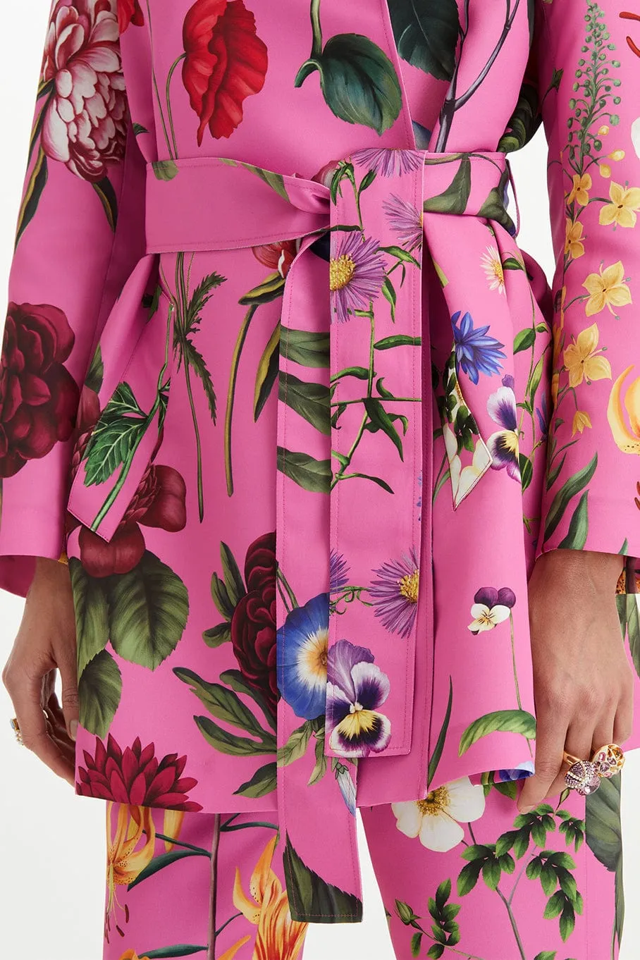 Floral Faille Trench Coat