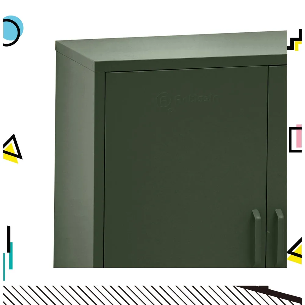 Green Metal Buffet Sideboard, Versatile, 2 Shelves - ArtissIn