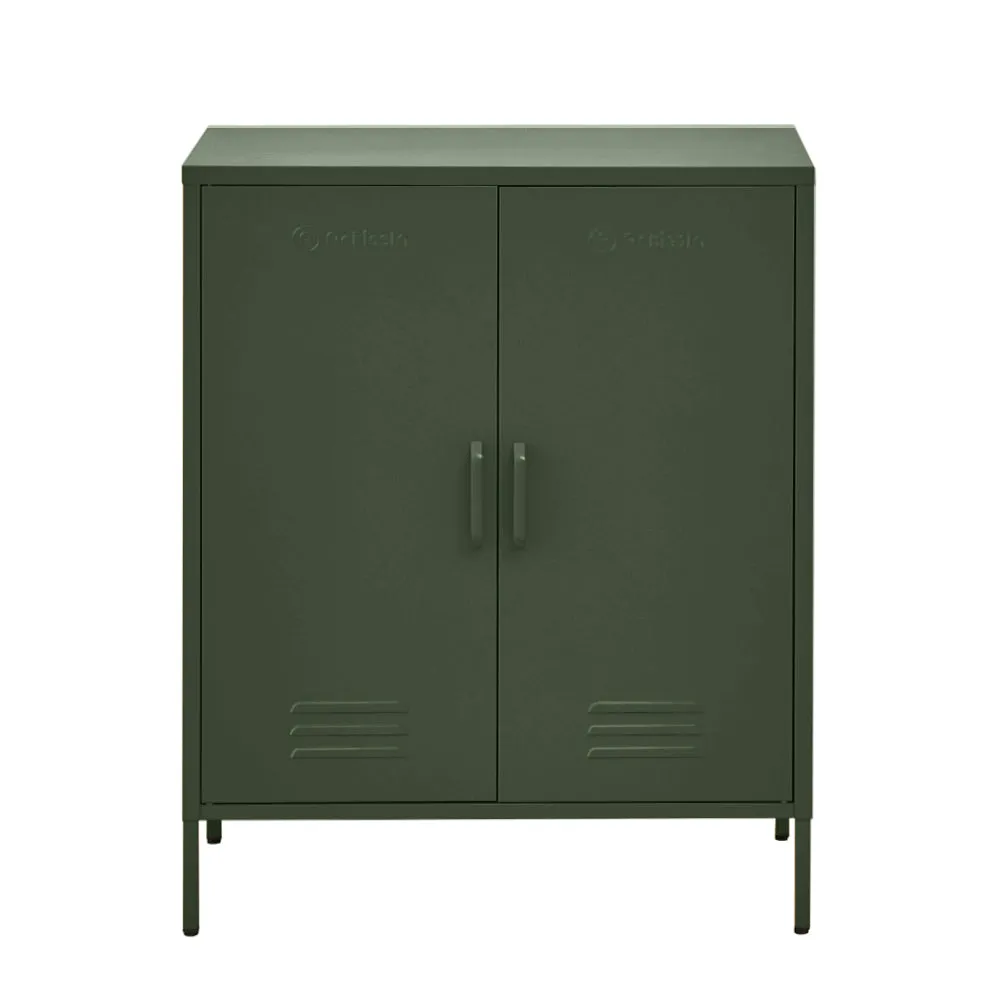 Green Metal Buffet Sideboard, Versatile, 2 Shelves - ArtissIn