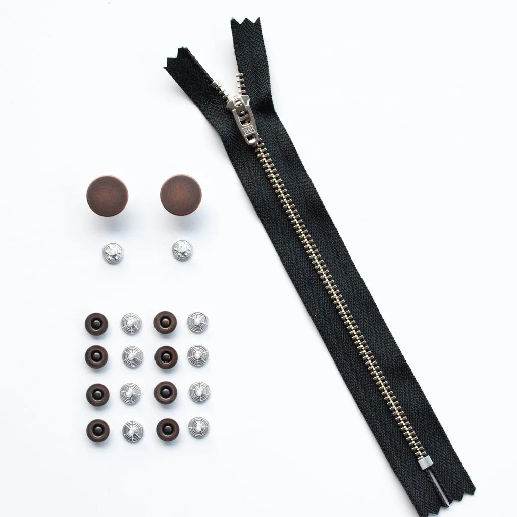 Jeans Hardware Set - Zipper Fly