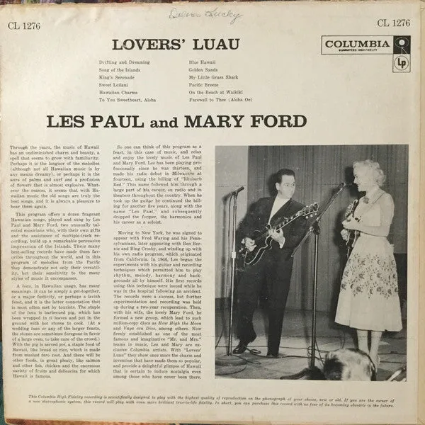 Les Paul And Mary Ford* - Lovers' Luau (LP, Album, Mono) (VG )