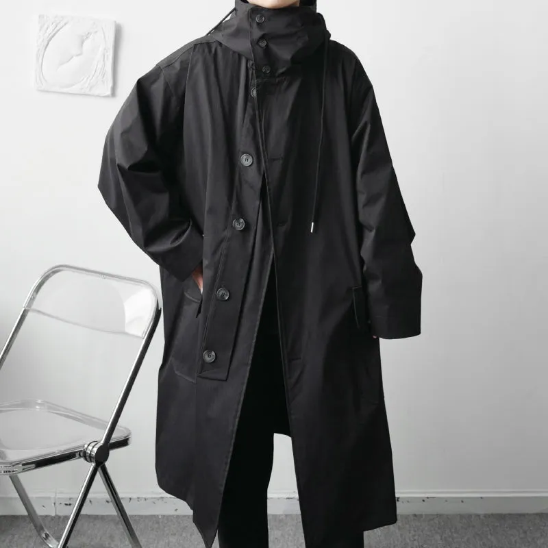 Loose Hooded Single-breasted Trench Coat