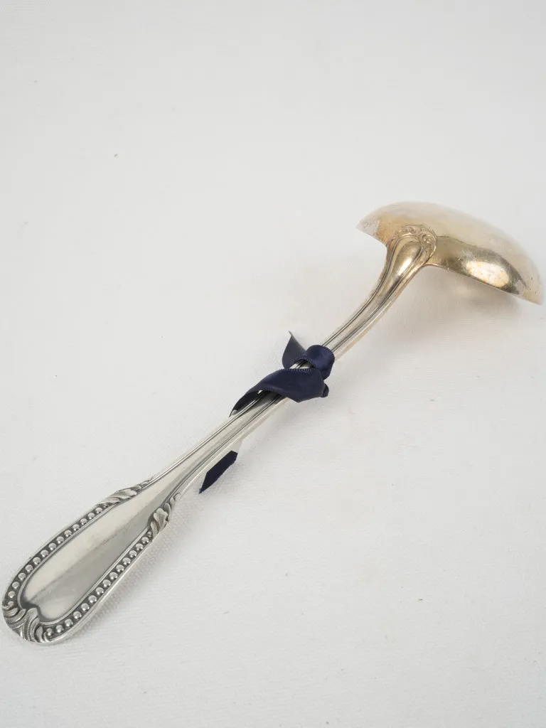 Louis XVI Style Silver-Plated Soup Ladle w/ Pearl Detail 12¼"