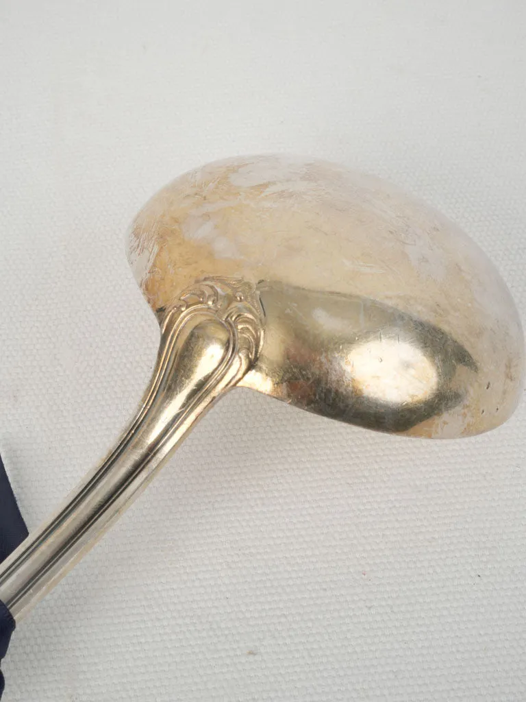 Louis XVI Style Silver-Plated Soup Ladle w/ Pearl Detail 12¼"