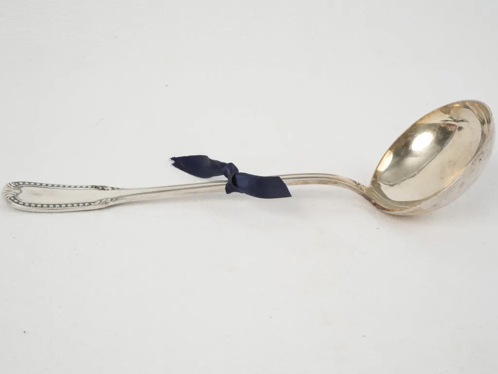 Louis XVI Style Silver-Plated Soup Ladle w/ Pearl Detail 12¼"