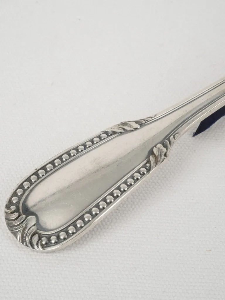 Louis XVI Style Silver-Plated Soup Ladle w/ Pearl Detail 12¼"
