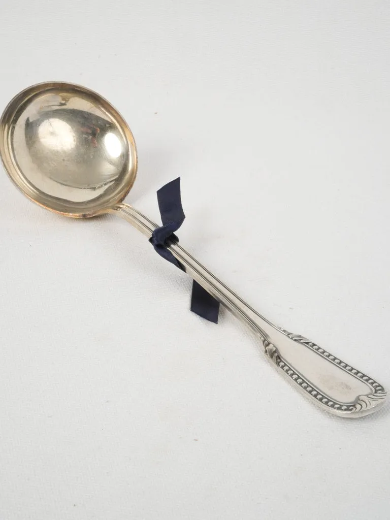 Louis XVI Style Silver-Plated Soup Ladle w/ Pearl Detail 12¼"