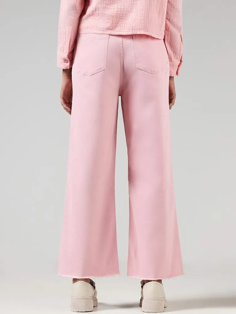 LOV Light Pink Wide Leg - Fit High - Rise Jeans