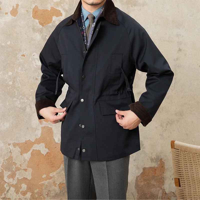 Men's Vintage Corduroy Lapel Gentleman's Trench Coat