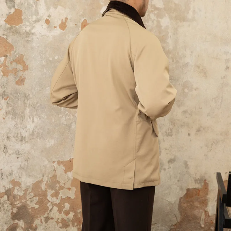 Men's Vintage Corduroy Lapel Gentleman's Trench Coat