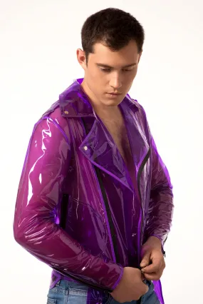 Men’s  Vinyl Biker Jacket. Motorcycle Transparent Jacket.