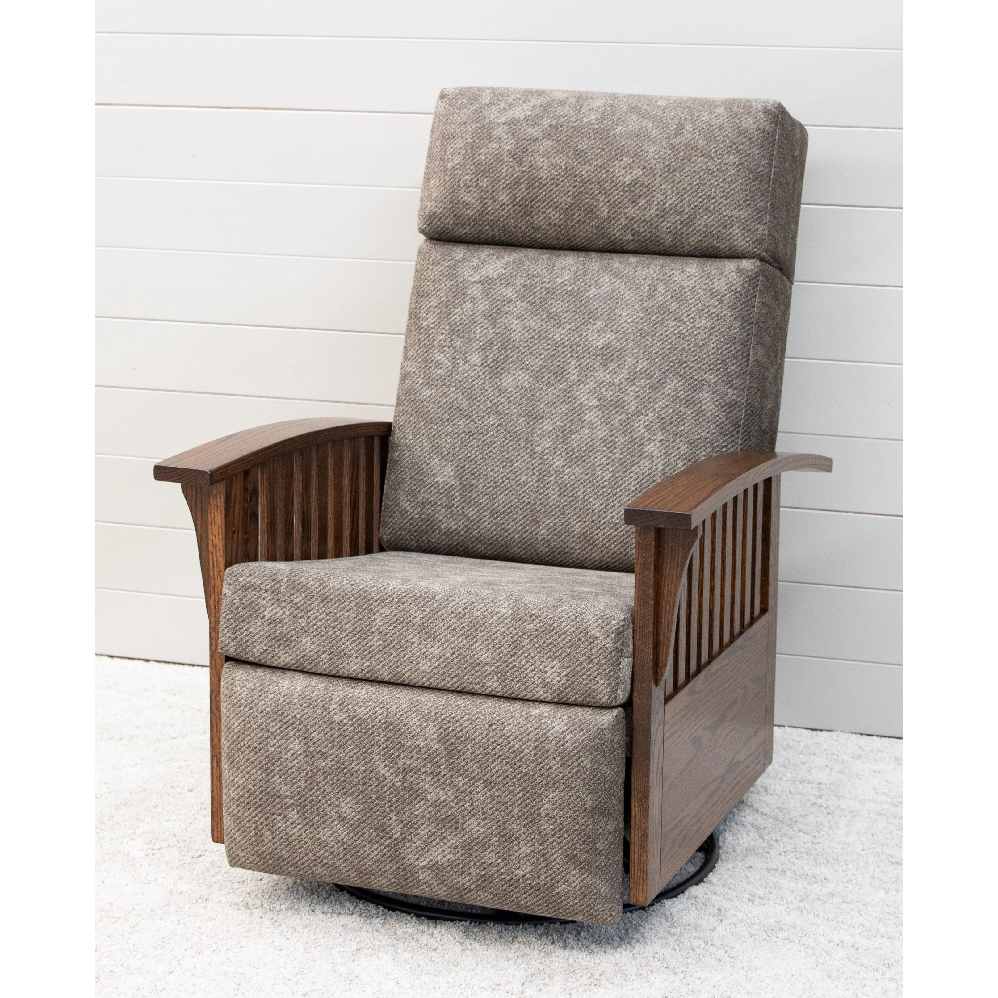 Mission Swivel Glider Recliner with Wood Arms
