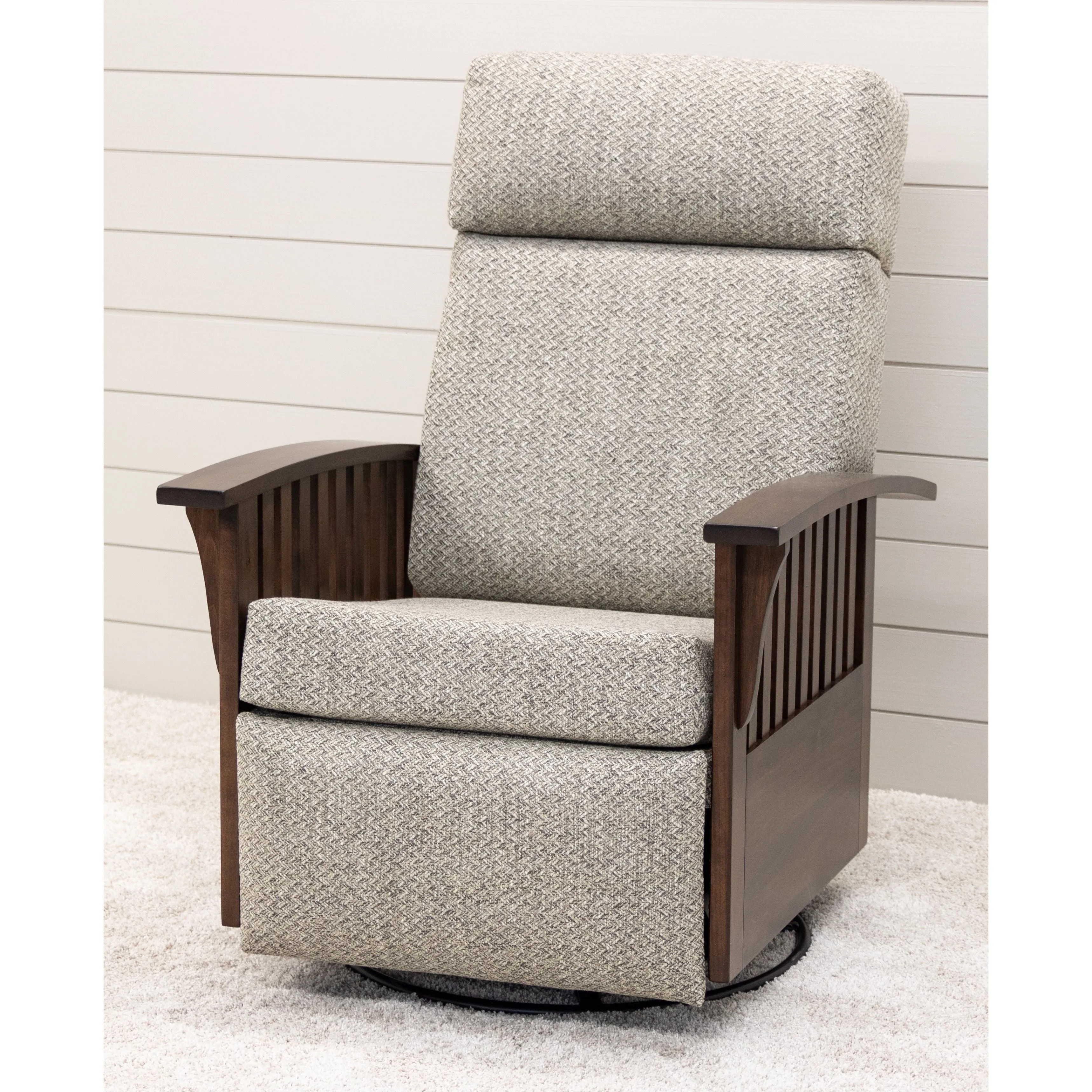 Mission Swivel Glider Recliner with Wood Arms