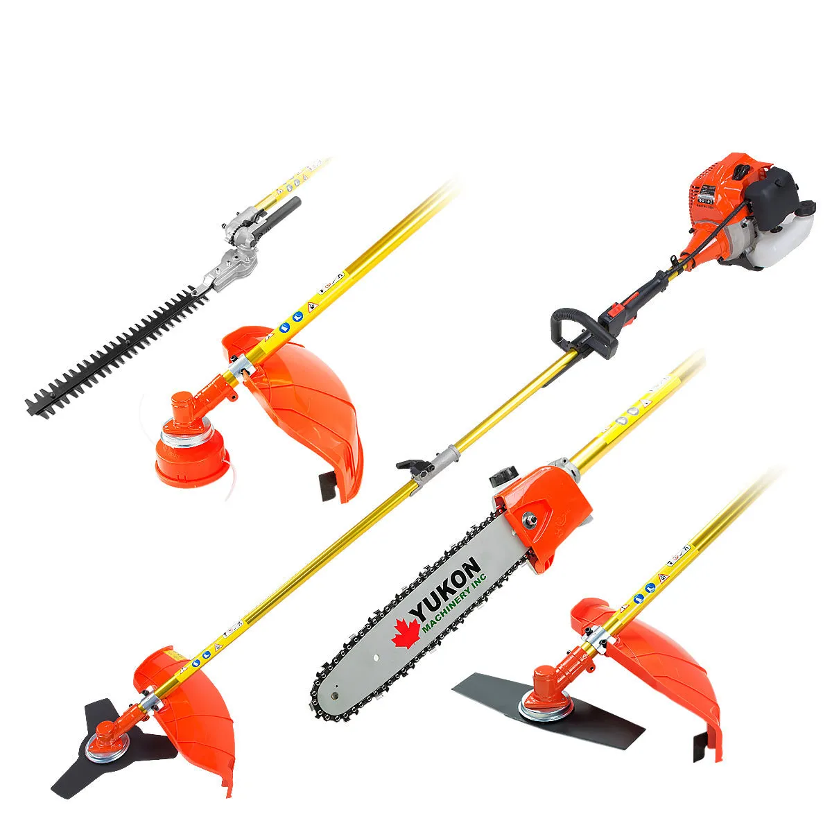 NNEDPE Tradesman 62cc Petrol Multi Tool Chainsaw Line Garden Trimmer - Gold