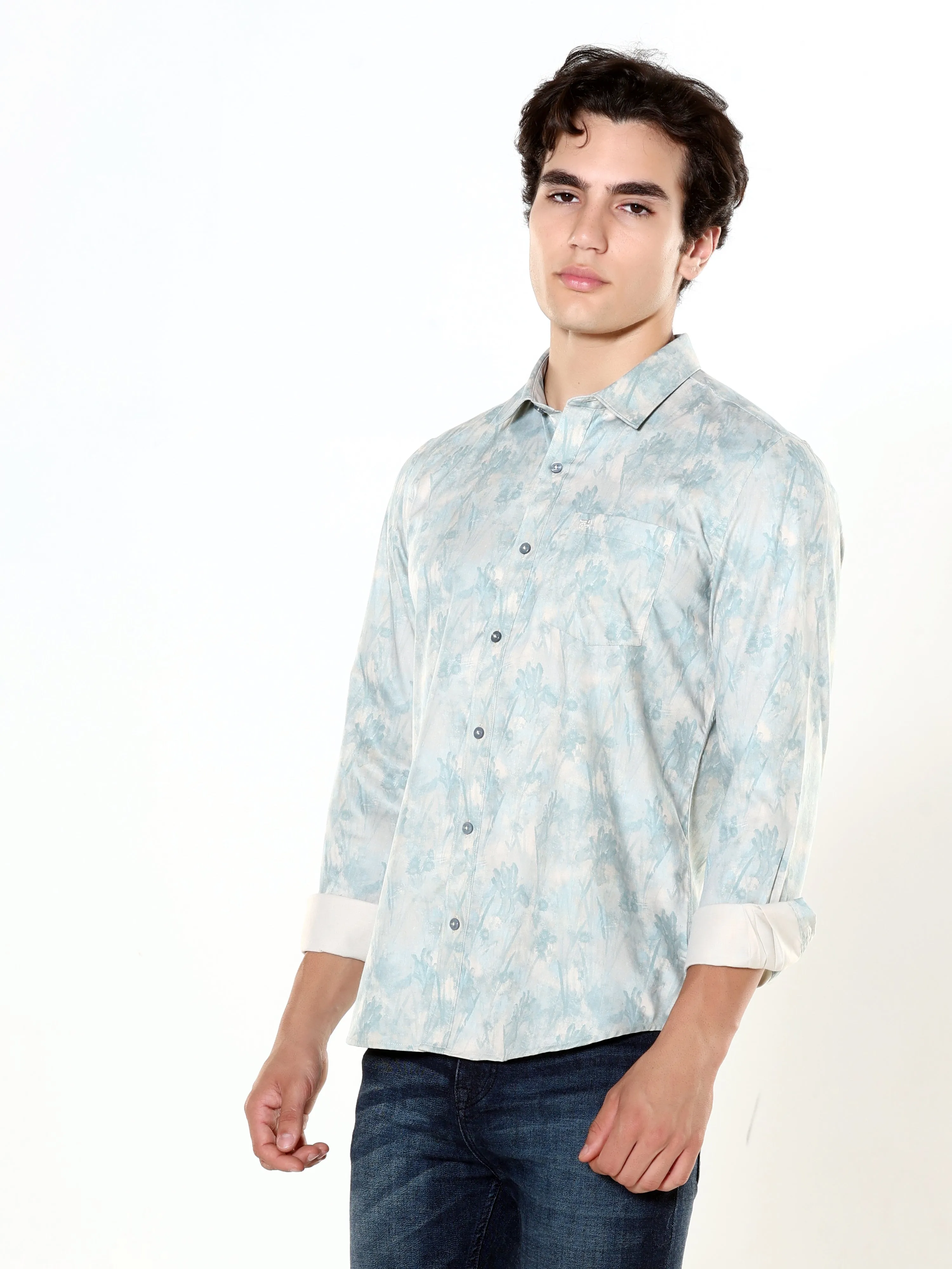 Occean Green Printed Shirt