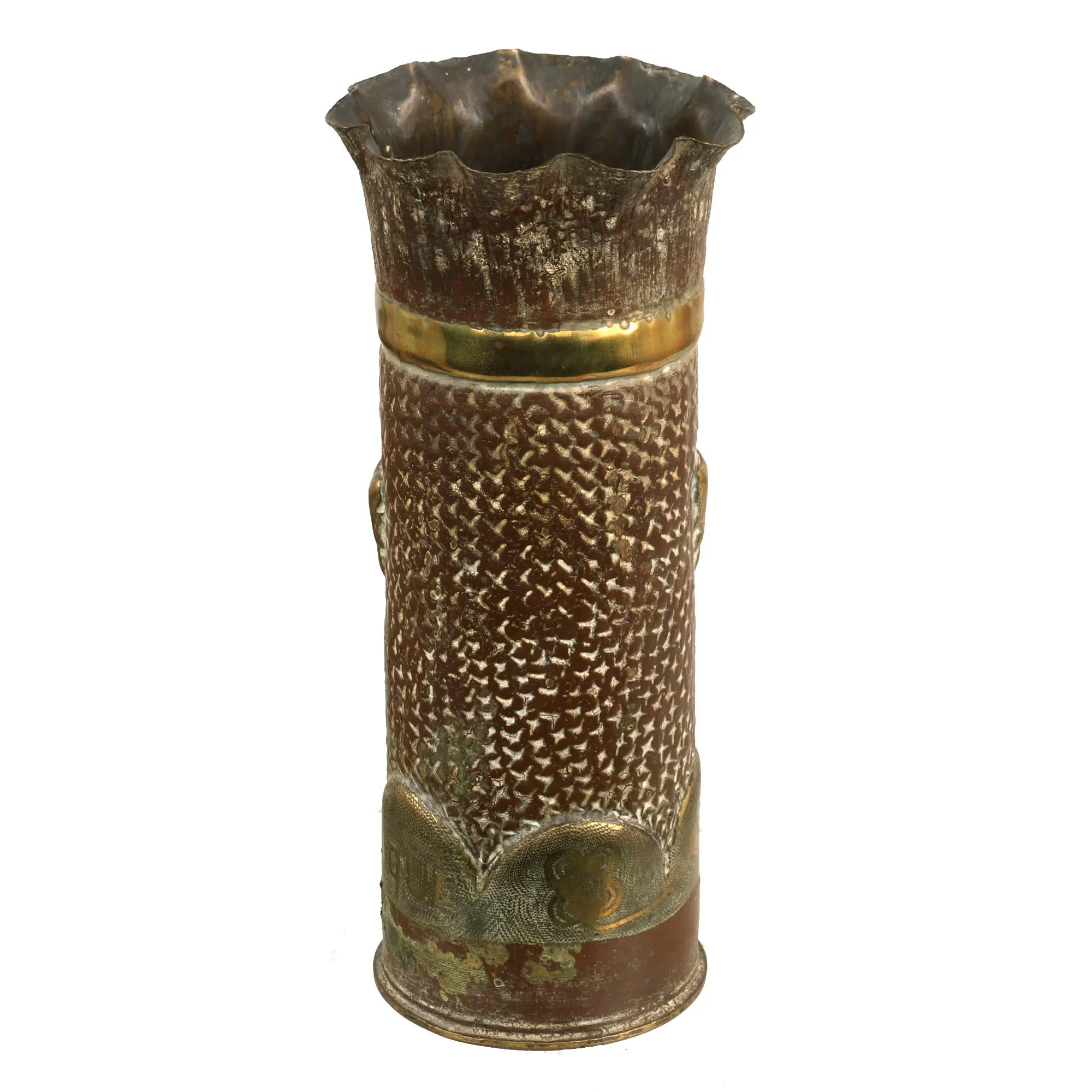 Original French WWI 75mm Artillery Shell Casing Trench Art Vase Lot - 3 Items