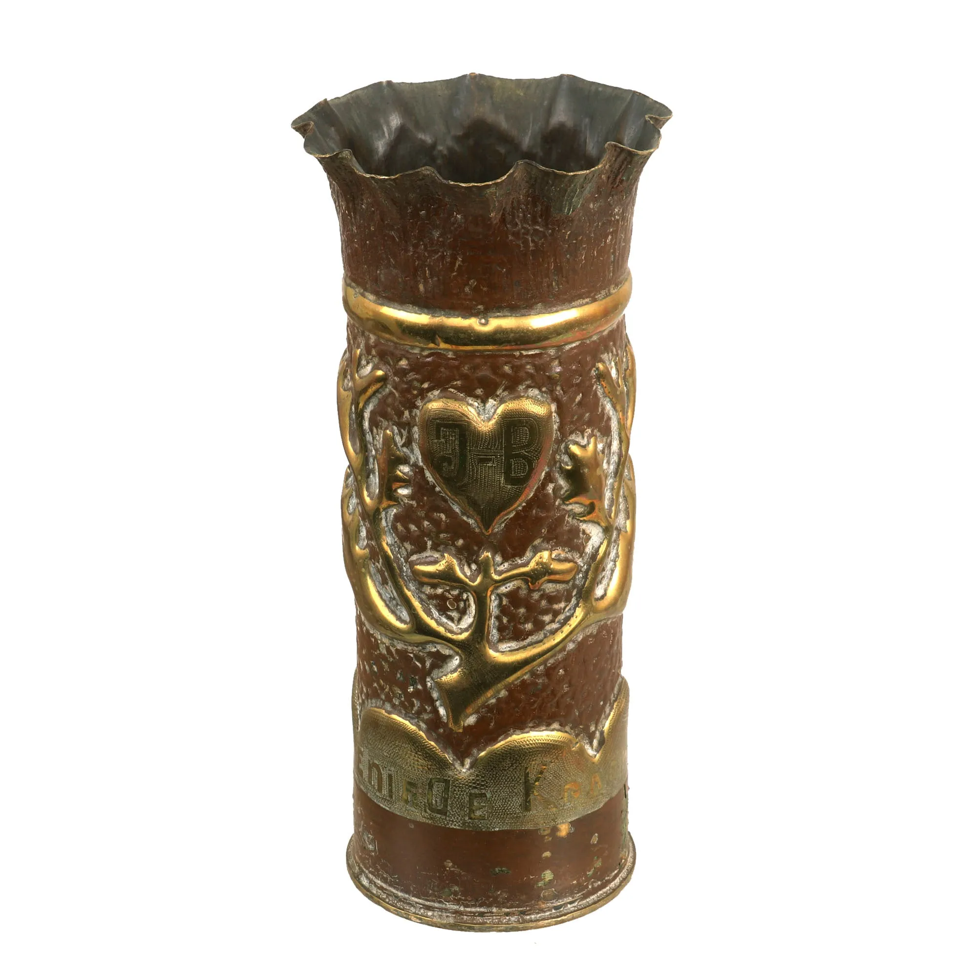 Original French WWI 75mm Artillery Shell Casing Trench Art Vase Lot - 3 Items