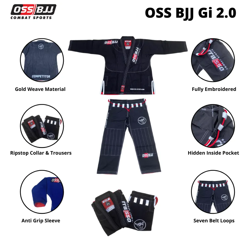 OSS Sports BJJ Gi - Brazilian Jiu Jitsu Kimono – Premium Quality Material - Black or Blue Colour