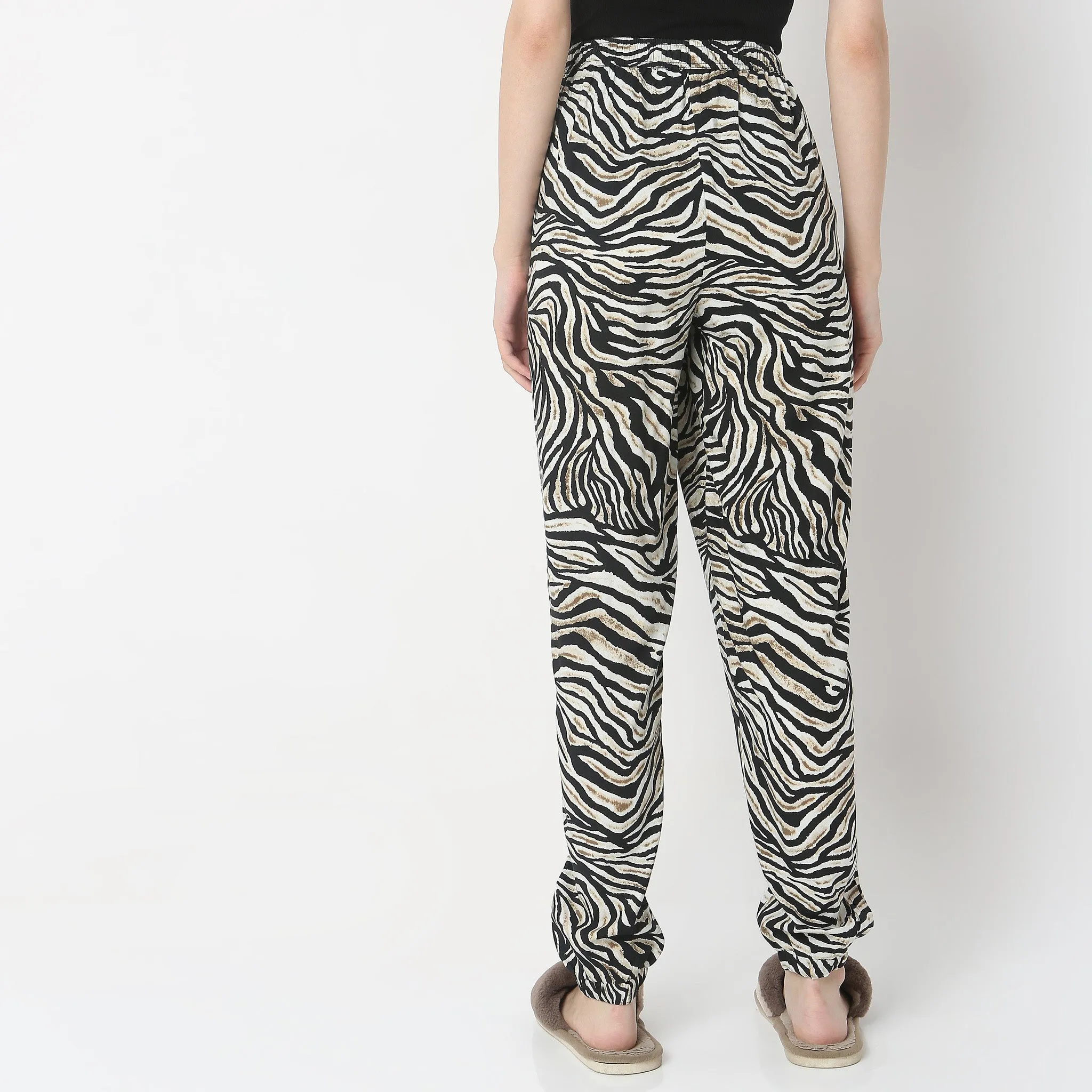 Regular Fit Animal Print Mid Rise Lounge Joggers