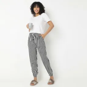 Regular Fit Striped Mid Rise Lounge Joggers